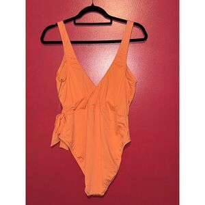 Coral Flower One Piece Swimsuit Ruched Tummy Control Swimming Bathing Suit Sz M